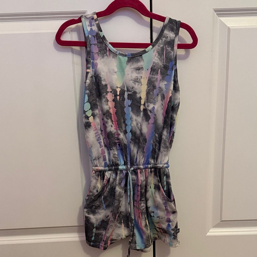 Watercolor Print Sleeveless Romper for Kids